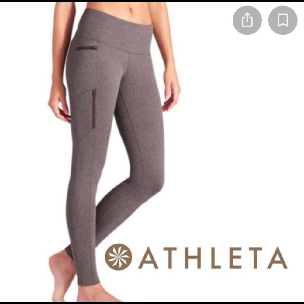 Athleta Gray Herringbone Athletic Leggings